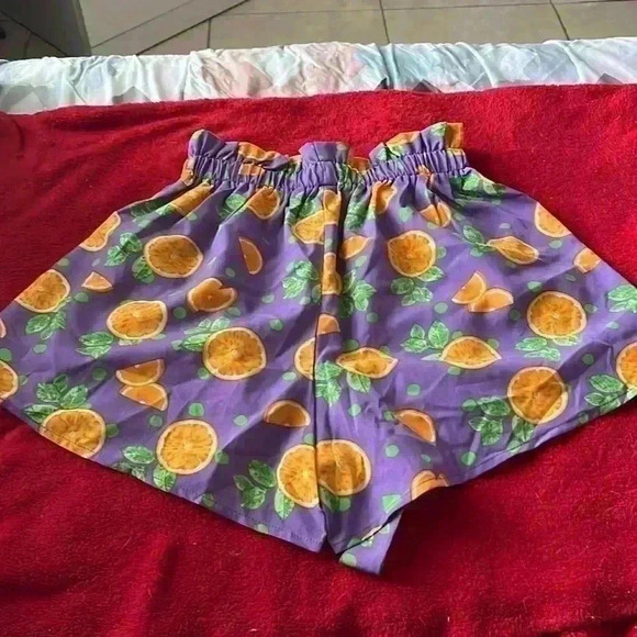 Purple Orange Print Shorts - Picture 2 of 3